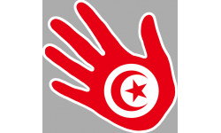 Autocollants : drapeau tunisienne main