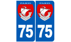 Autocollants : numéro immatriculation 75 Paris