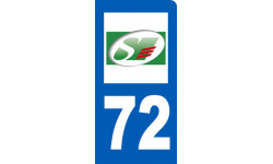 Autocollants : immatriculation motard 72 de la Sarthe