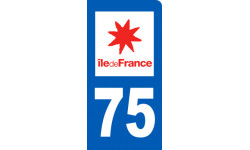 Autocollants : immatriculation motard 75 Ile de France