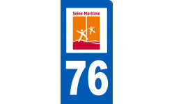 Autocollants : immatriculation motard 76 de la Seine Maritime