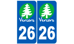 immatriculation Vercors 26 la Drôme (2 logos de 10,2x4,6cm) - Sticker