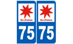Autocollants : numéro immatriculation 75 (Paris île de France)