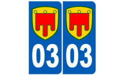 immatriculation 03 Auvergne (2 fois 10,2x4.6cm) - Sticker / autocollan