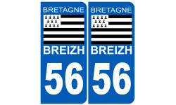 immatriculation 56 drapeau Breton - Sticker/autocollant