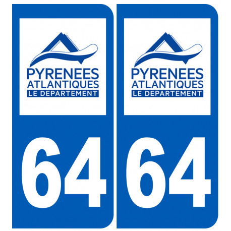 numéro immatriculation 64 (Pyrénées-Atlantiques) - Sticker/autocoll