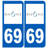 numéro immatriculation 69 (Rhône) - Sticker/autocollant