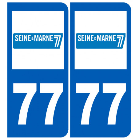 numéro immatriculation 77 (Seine-et-Marne) - Sticker/autocollant