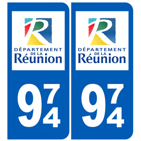 numéro immatriculation 974 (La Réunion) - Sticker/autocollant