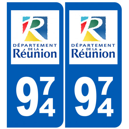numéro immatriculation 974 (La Réunion) - Sticker/autocollant