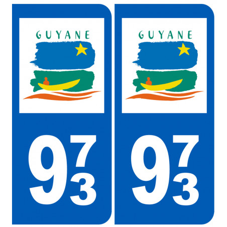 numéro immatriculation 973 (Guyane) - Sticker/autocollant