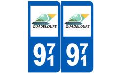 Numéro immatriculation 971 (Guadeloupe) - 2 fois 10,2x4,6cm - Sticker