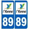 numéro immatriculation 89 (Yonne) - Sticker/autocollant