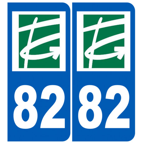 numéro immatriculation 82 (Tarn-et-Garonne) - Sticker/autocollant