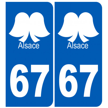 numéro immatriculation 67 (Bas-Rhin) coiffe Alsacienne - Sticker/auto