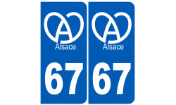 numéro immatriculation 67 (Bas-Rhin) Alsace - Sticker/autocollant