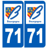 numéro immatriculation 71 (région) - Sticker/autocollant