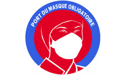 Port du masque obligatoire (10cm) - Sticker/autocollant