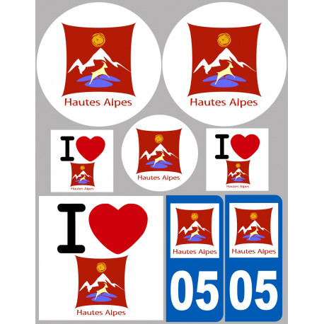 Département 05 Les Hautes Alpes - 8 autocollants variés - Sticker/au