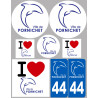 Département 44 Pornichet - 8 autocollants variés - Sticker/autocolla