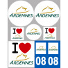 Département 08 Les Ardennes - 8 autocollants variés - Sticker/autoco
