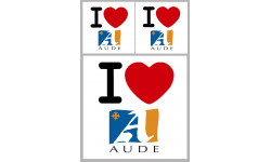Département Aude (11) - 3 autocollants "J'aime" - Sticker/autocollant