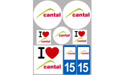 Département 15 Le Cantal - 8 autocollants variés - Sticker/autocolla