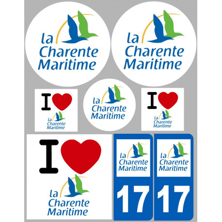 Département 17 La Charente Maritime - 8 autocollants variés - Sticke