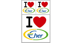 Département Le Cher (18) - 3 autocollants "J'aime" - Sticker/autocoll