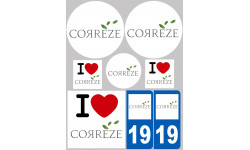 Département 19 La Corrèze - 8 autocollants variés - Sticker/autocol