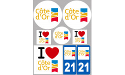 Département 21 La Côte d'Or - 8 autocollants variés - Sticker/autoc