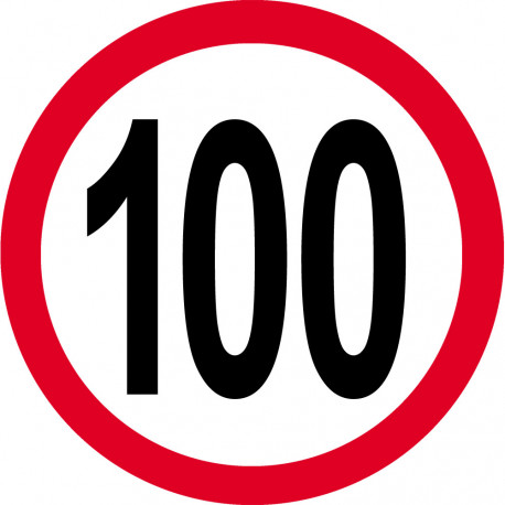 Disque de vitesse 100km/h rouge - 15cm - Sticker/autocollant Disque de vitesse 100km/h rouge - 15cm - Sticker/autocollant