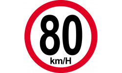 Disque de vitesse 80Km/H bord rouge - 10cm - Sticker/autocollant