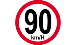 Disque de vitesse 90Km/H bord rouge - 20cm - Sticker/autocollant