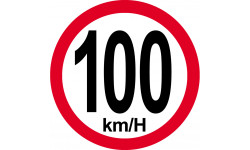 Disque de vitesse 100Km/H bord rouge - 15cm - Sticker/autocollant