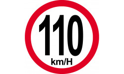Disque de vitesse 110Km/H bord rouge - 20cm - Sticker/autocollant