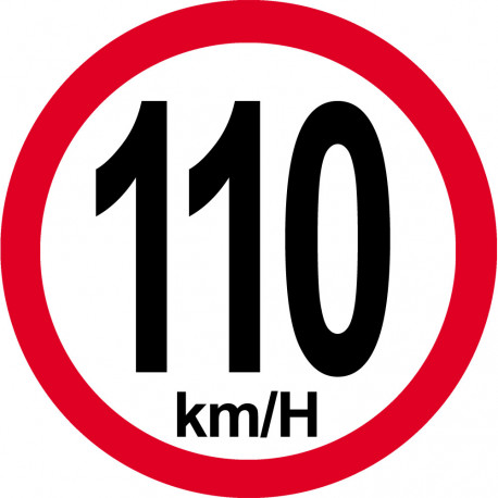 Disque de vitesse 110Km/H bord rouge - 15cm - Sticker/autocollant