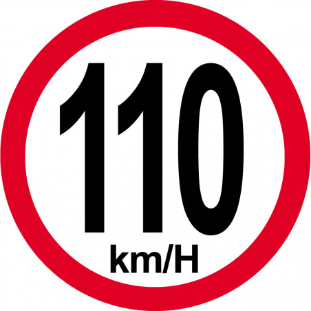 Disque de vitesse 110Km/H bord rouge - 15cm - Sticker/autocollant