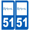 numéro immatriculation 51 Reims - Sticker/autocollant