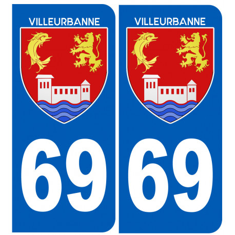 Numéro immatriculation 69 Villeurbanne - Sticker/autocollant