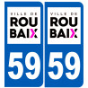 numéro immatriculation 59 Roubaix - Sticker/autocollant