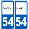 numéro immatriculation 54 Nancy - Sticker/autocollant