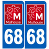 numéro immatriculation 68 Mulhouse - Sticker/autocollant