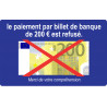 Paiement par billet de 200 euros refusé - 15x9.2cm - Sticker/autocoll