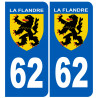 numéro 62 immatriculation Flandre - Sticker/autocollant