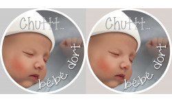 Chuttt bébé dort - 2x4.5cm - Sticker/autocollant