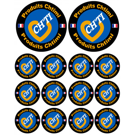 Produits Chtimi - 2 stickers de 10cm et 12 stickers de 5cm - Sticker/a