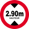 hauteur de passage maximum 2.90m - 20cm - Sticker/autocollant