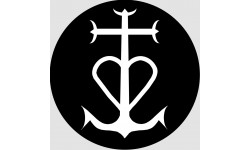Croix Camarguaise blanc et noir - 10cm - Sticker/autocollant