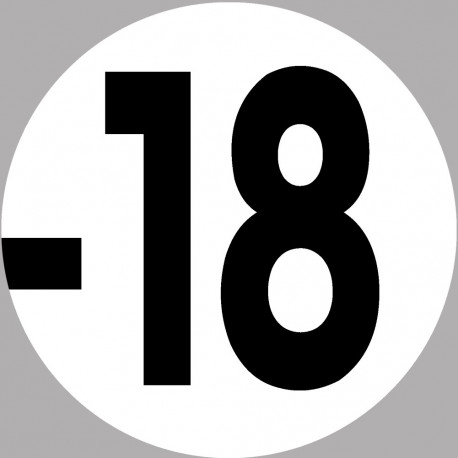 interdit moins 18 ans blanc - 10cm - Sticker/autocollant interdit moins 18 ans blanc - 10cm - Sticker/autocollant